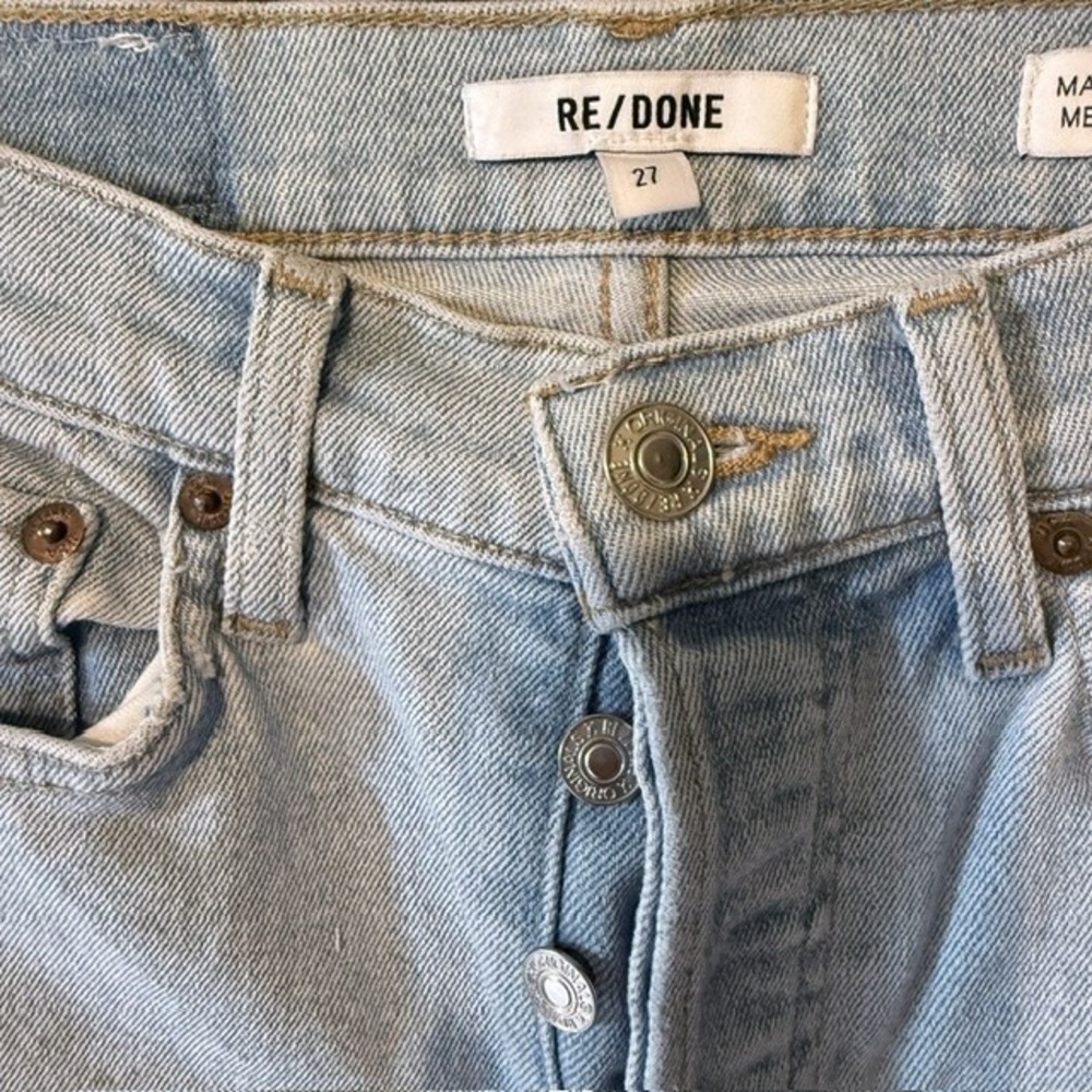 RE/DONE High Rise Ankle Crop Jeans Light Wash Button Fly Blue Denim Size 27 - Picture 6 of 7